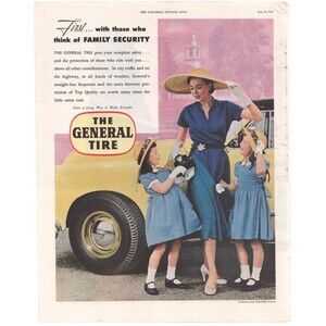 Vintage Original General Tire Magazine Advertisement 1950s Color Automobilia